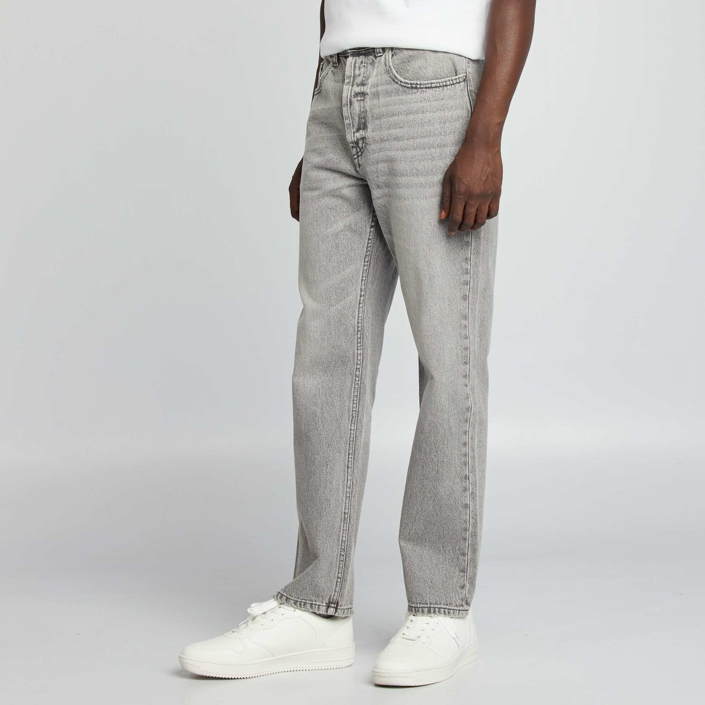 Straight-leg five-pocket denim trousers GREY