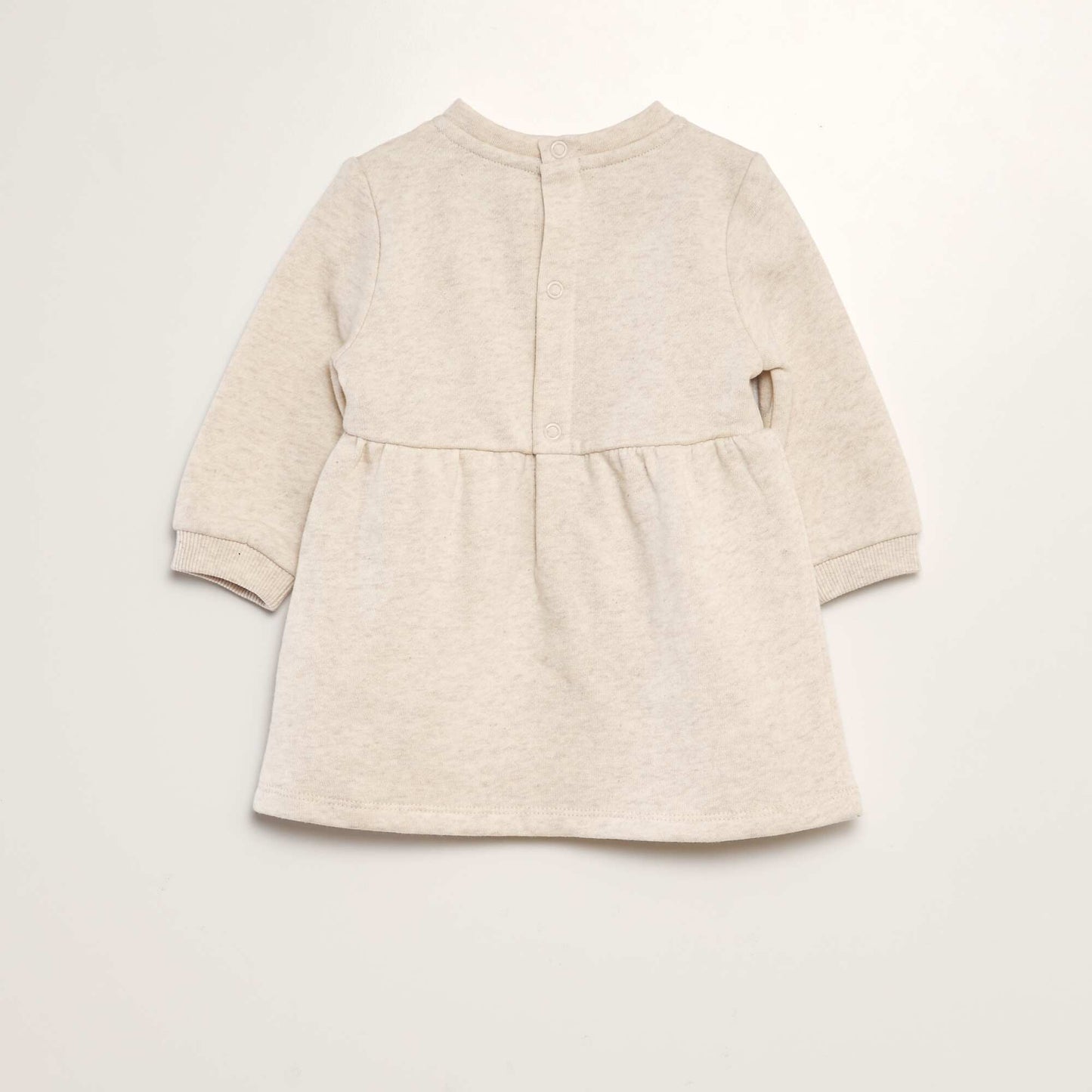 Flared sweatshirt fabric dress BEIGE