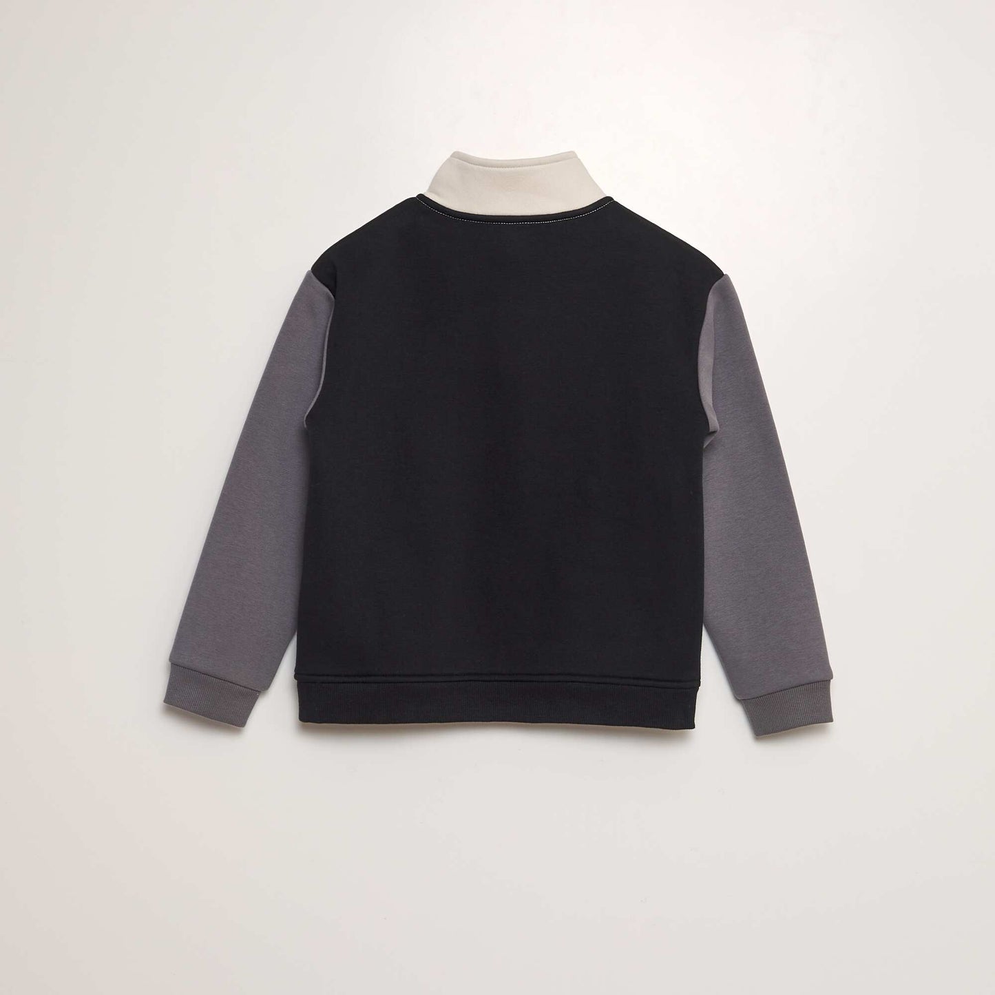 Colour block zip-up high-neck sweatshirt BLACK