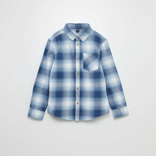 Straight flannel shirt BLUE