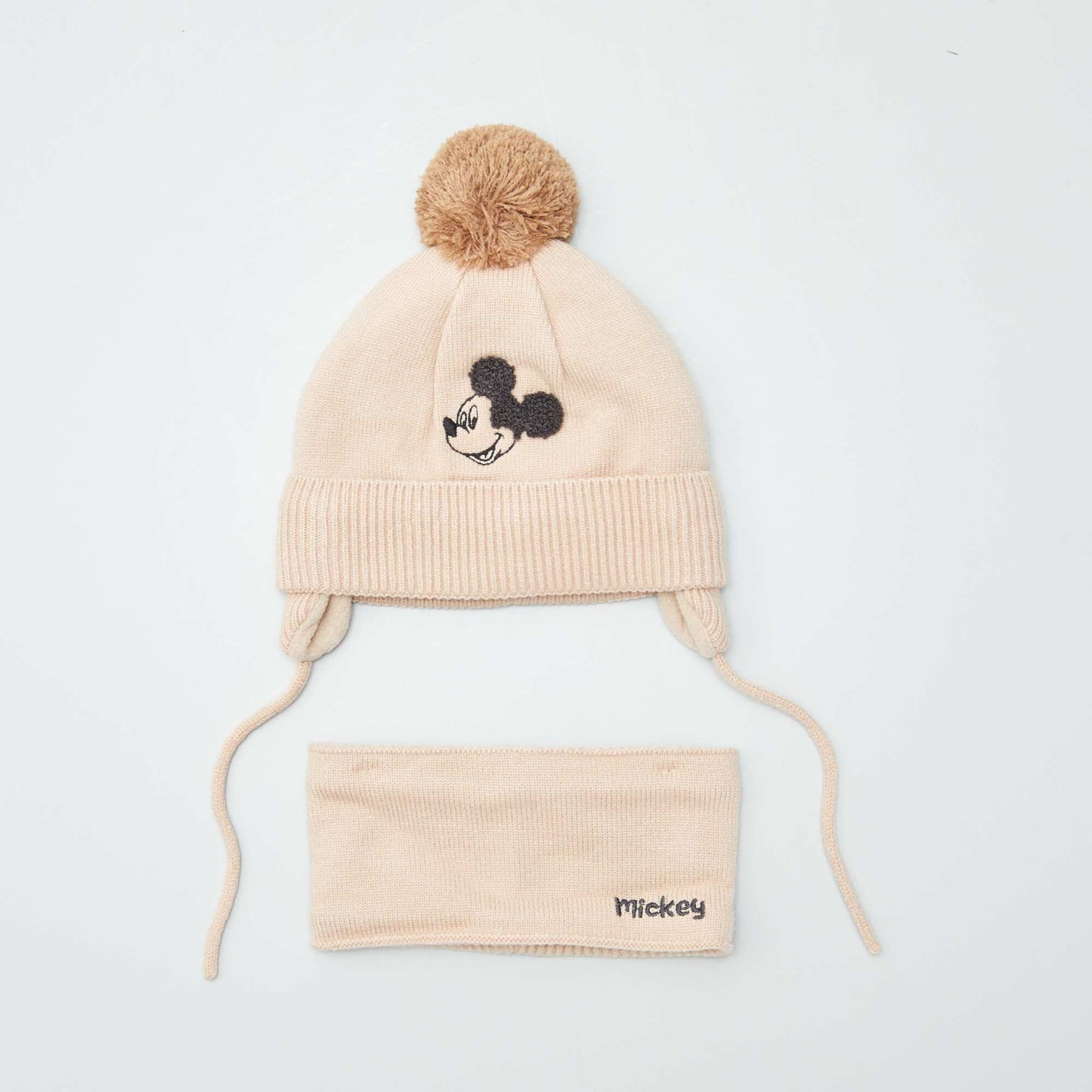 Mickey Mouse hat + snood set BEIGE