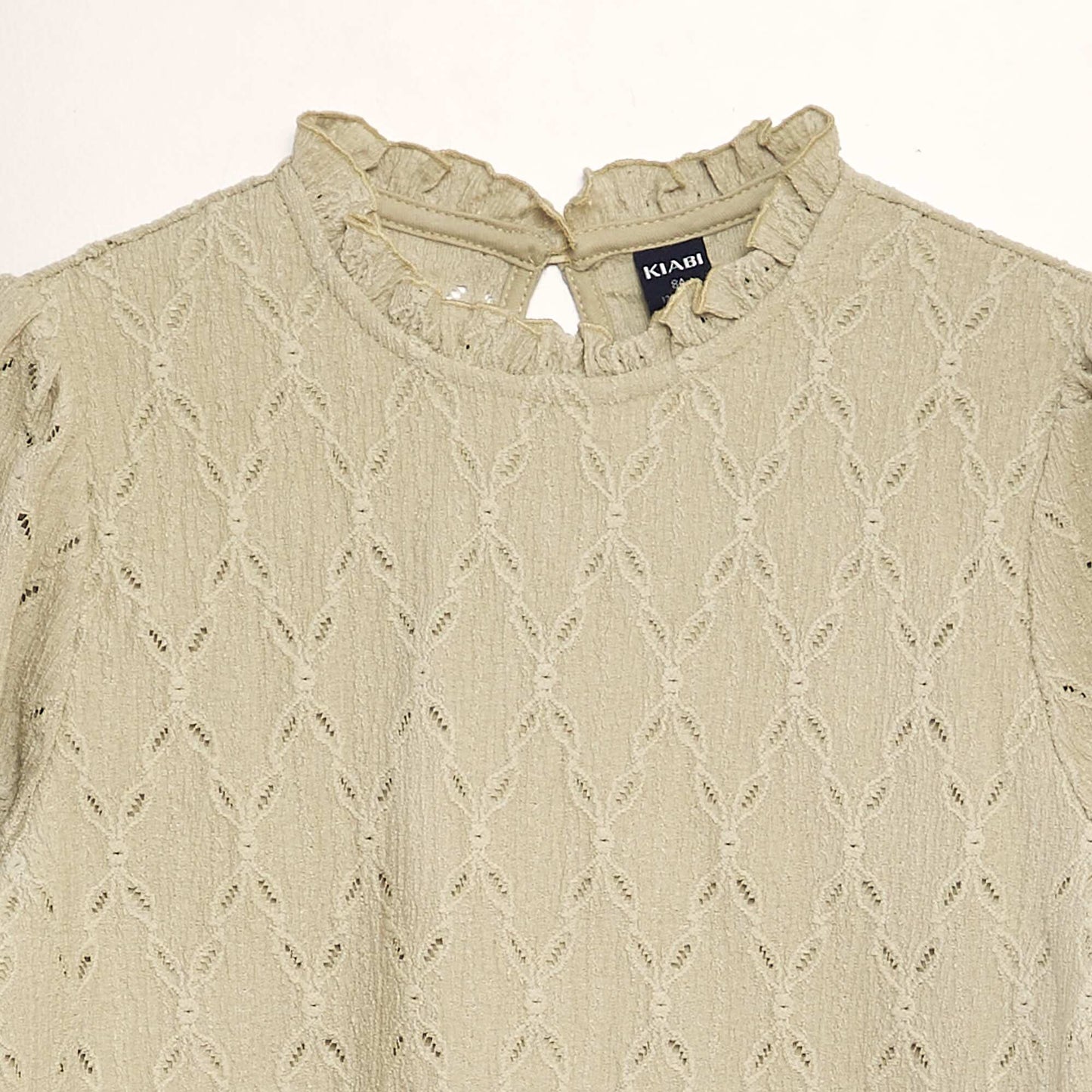 Openwork knit T-shirt GREEN