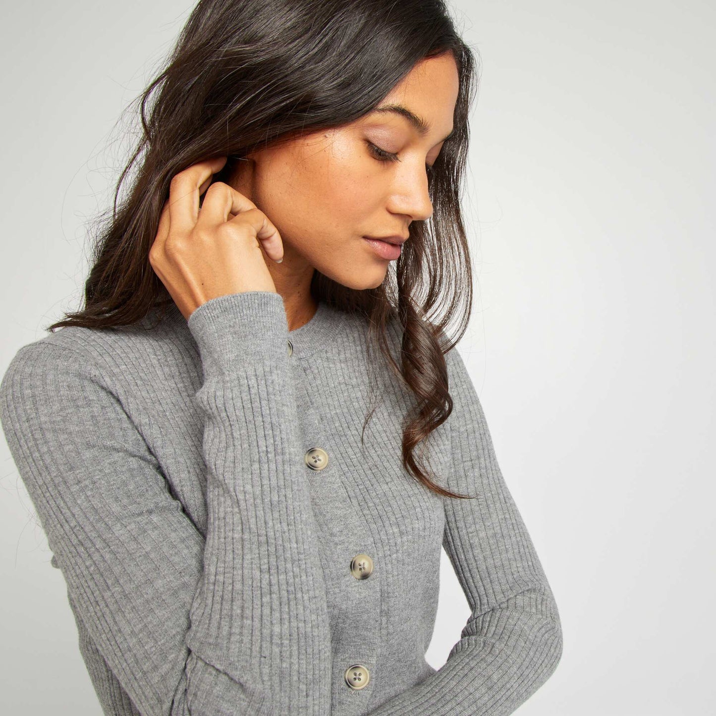 Ribbed cardigan GREY