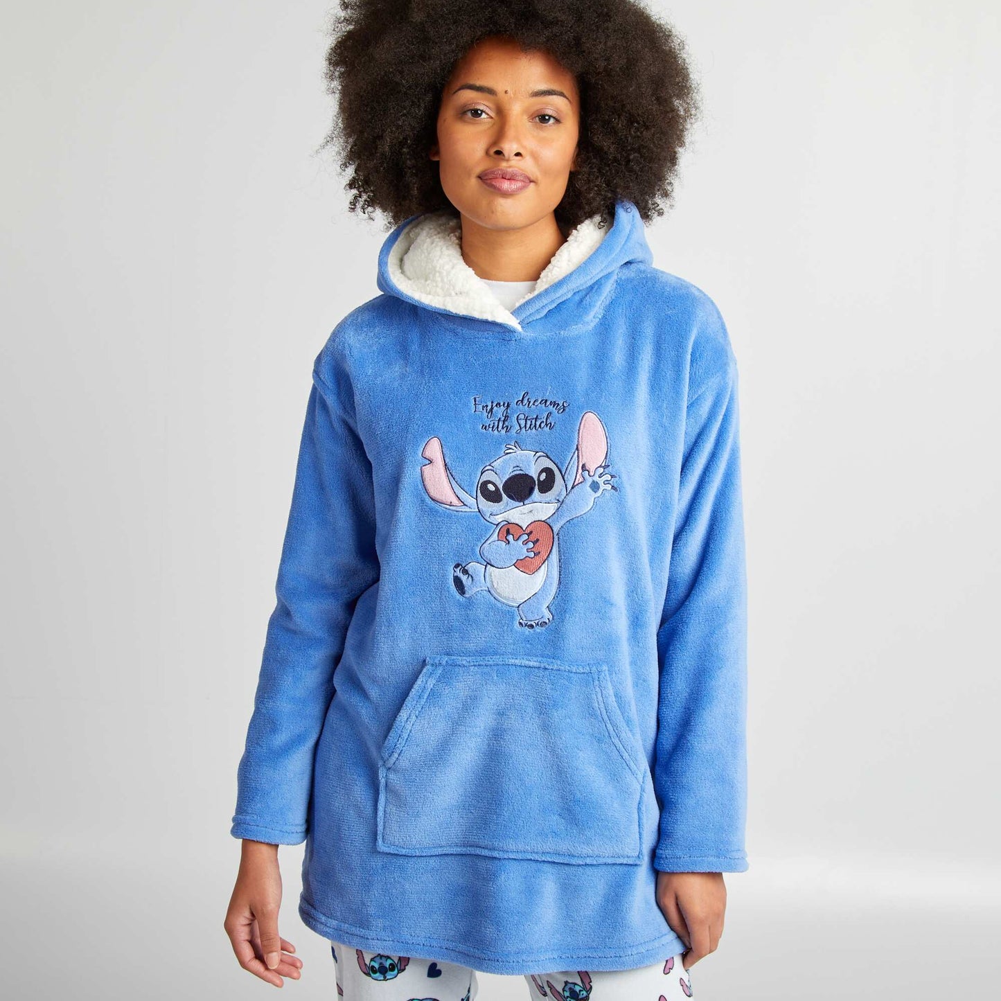 'Stitch' fleece hoodie BLUE