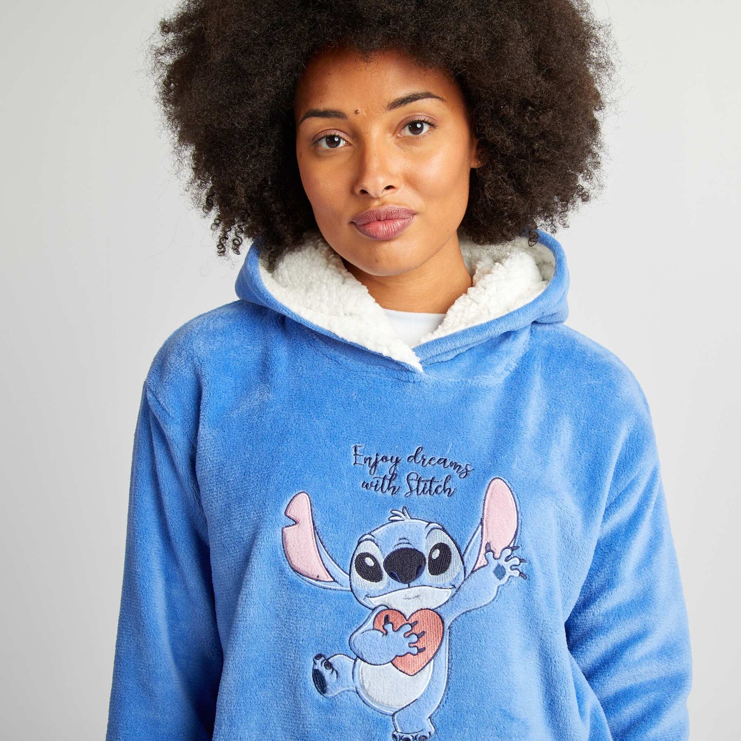 'Stitch' fleece hoodie BLUE