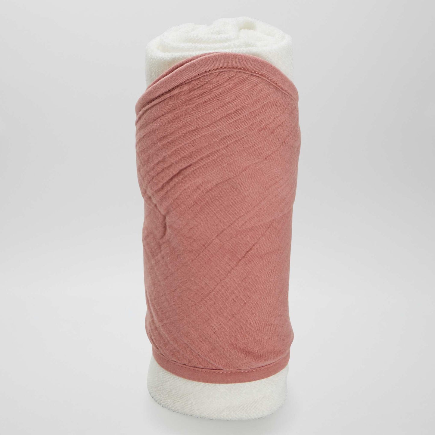 Hooded towelling and cotton gauze bath towel PINK