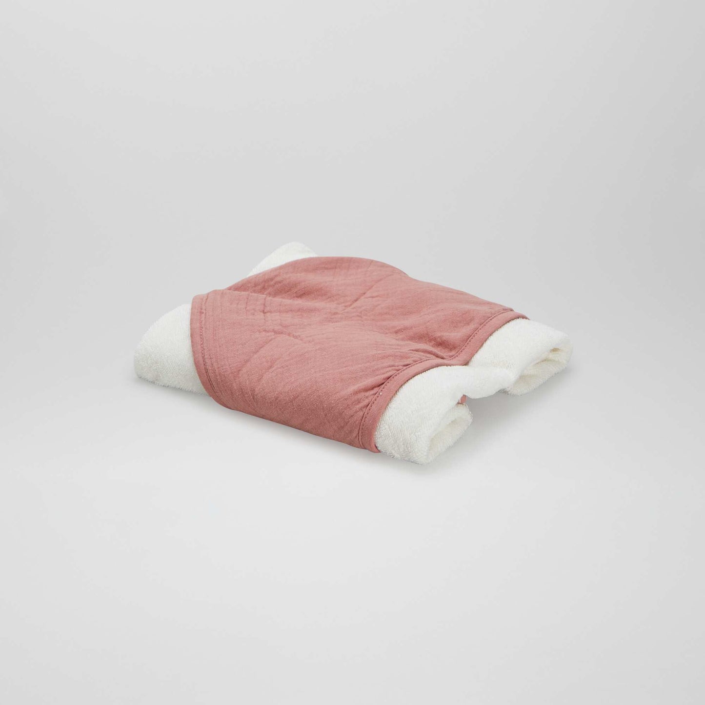 Hooded towelling and cotton gauze bath towel PINK