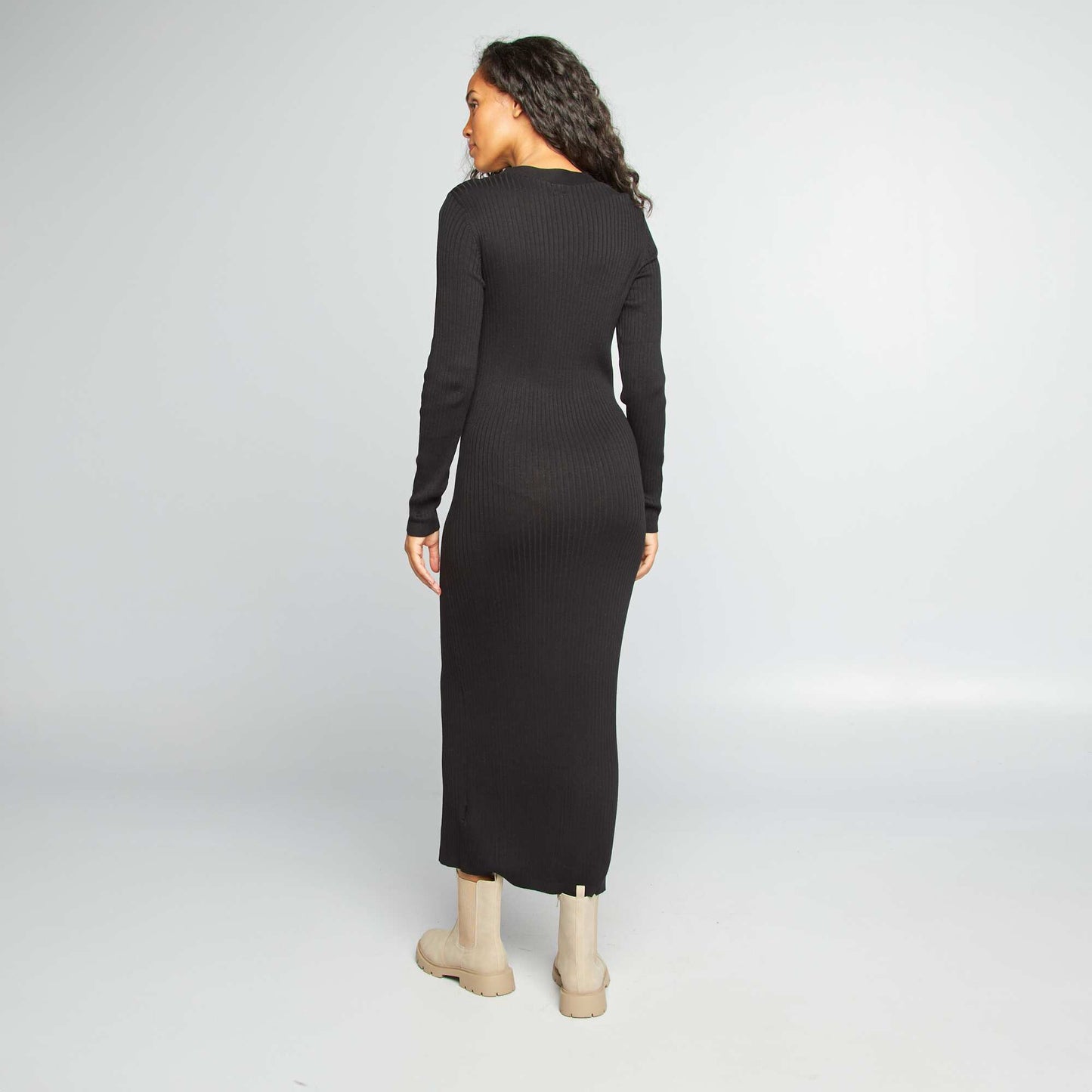 Long ribbed sheath dress black