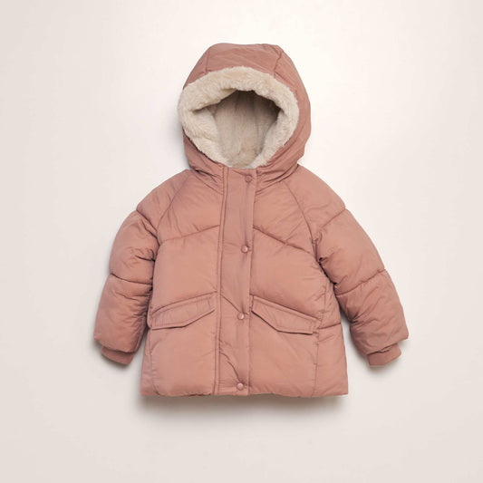 Lined padded jacket with hood PINK