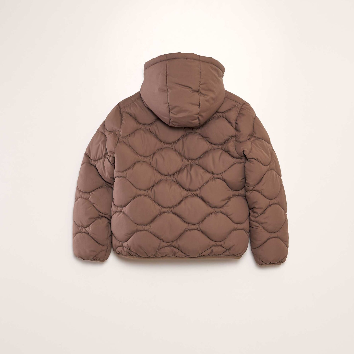 Quilted padded jacket with hood BROWN