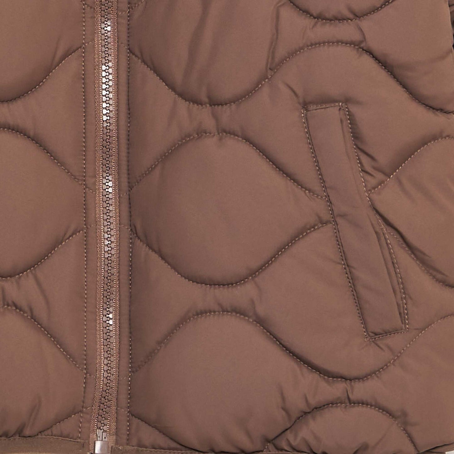 Quilted padded jacket with hood BROWN