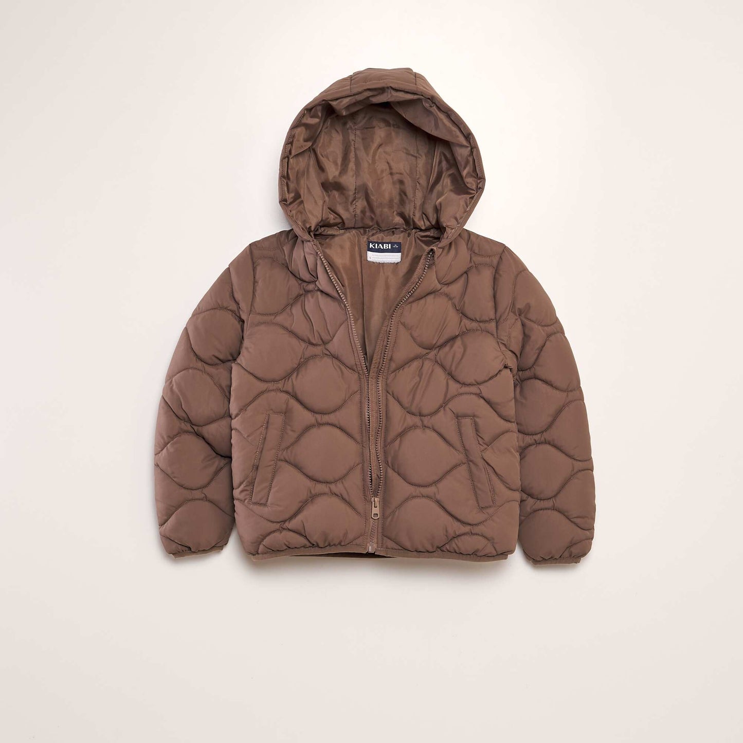 Quilted padded jacket with hood BROWN