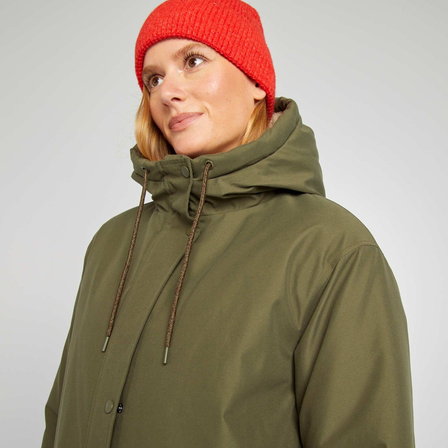 Sherpa-lined hooded parka KHAKI