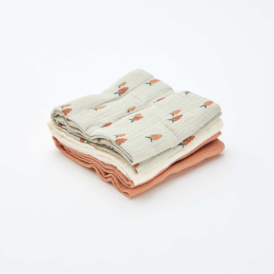 Pack of 3 muslin squares KHAKI