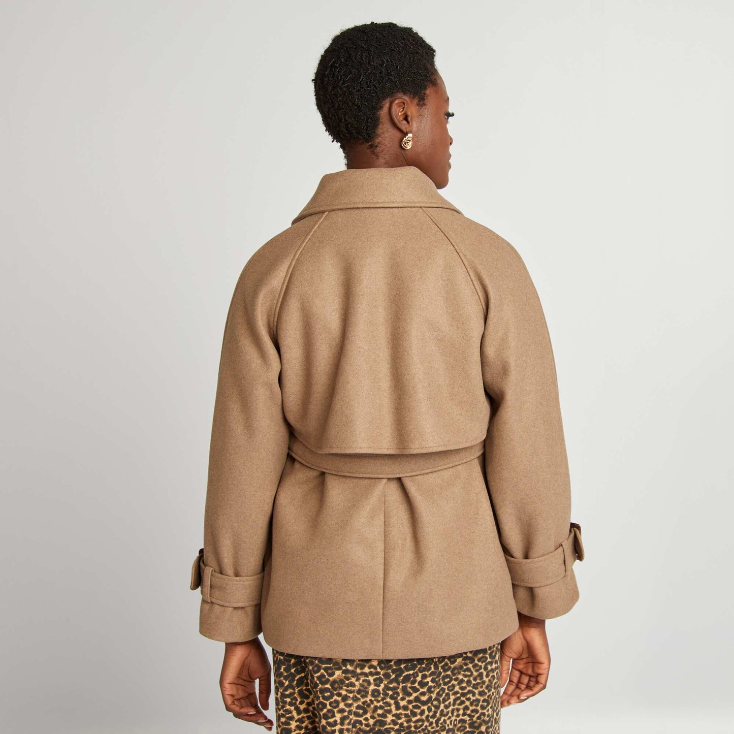 Short wool-effect trench coat BEIGE