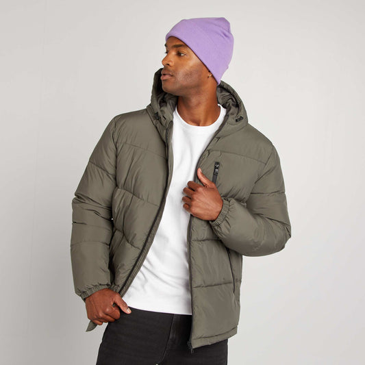 Quilted padded jacket with hood KHAKI