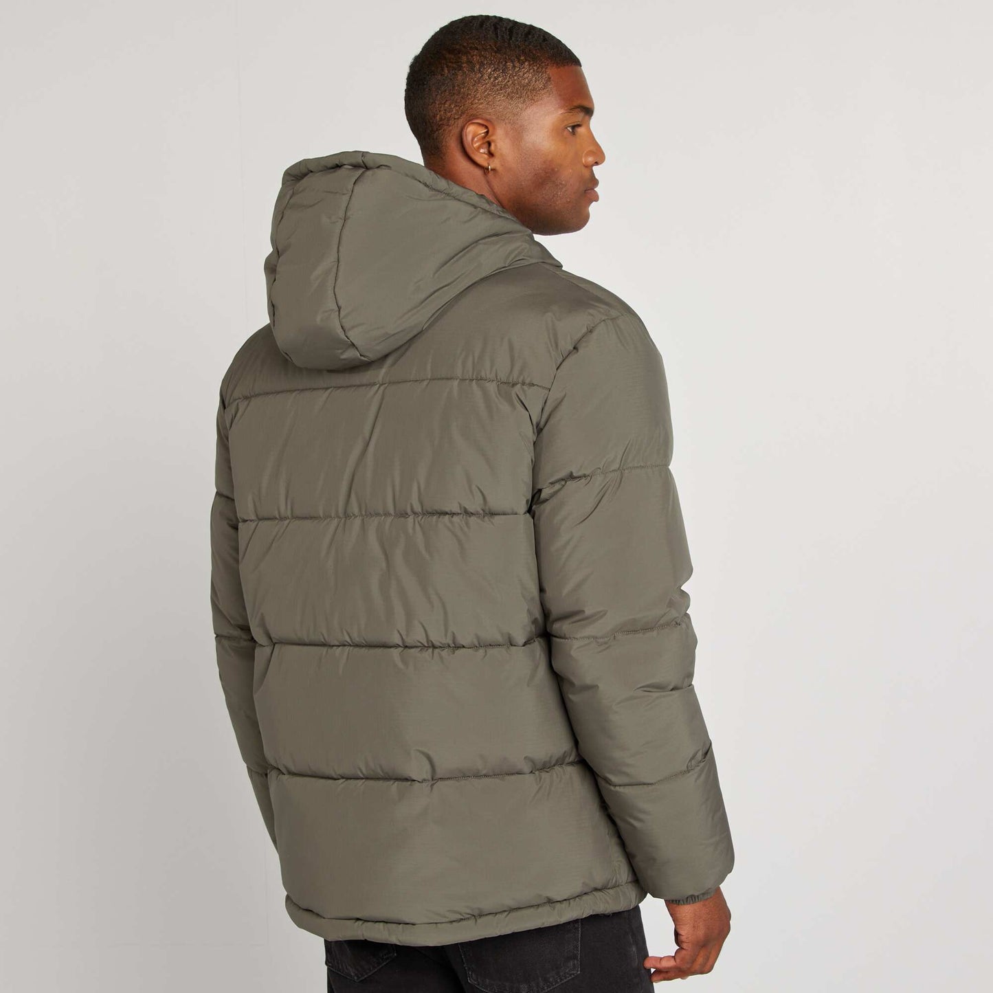 Quilted padded jacket with hood KHAKI