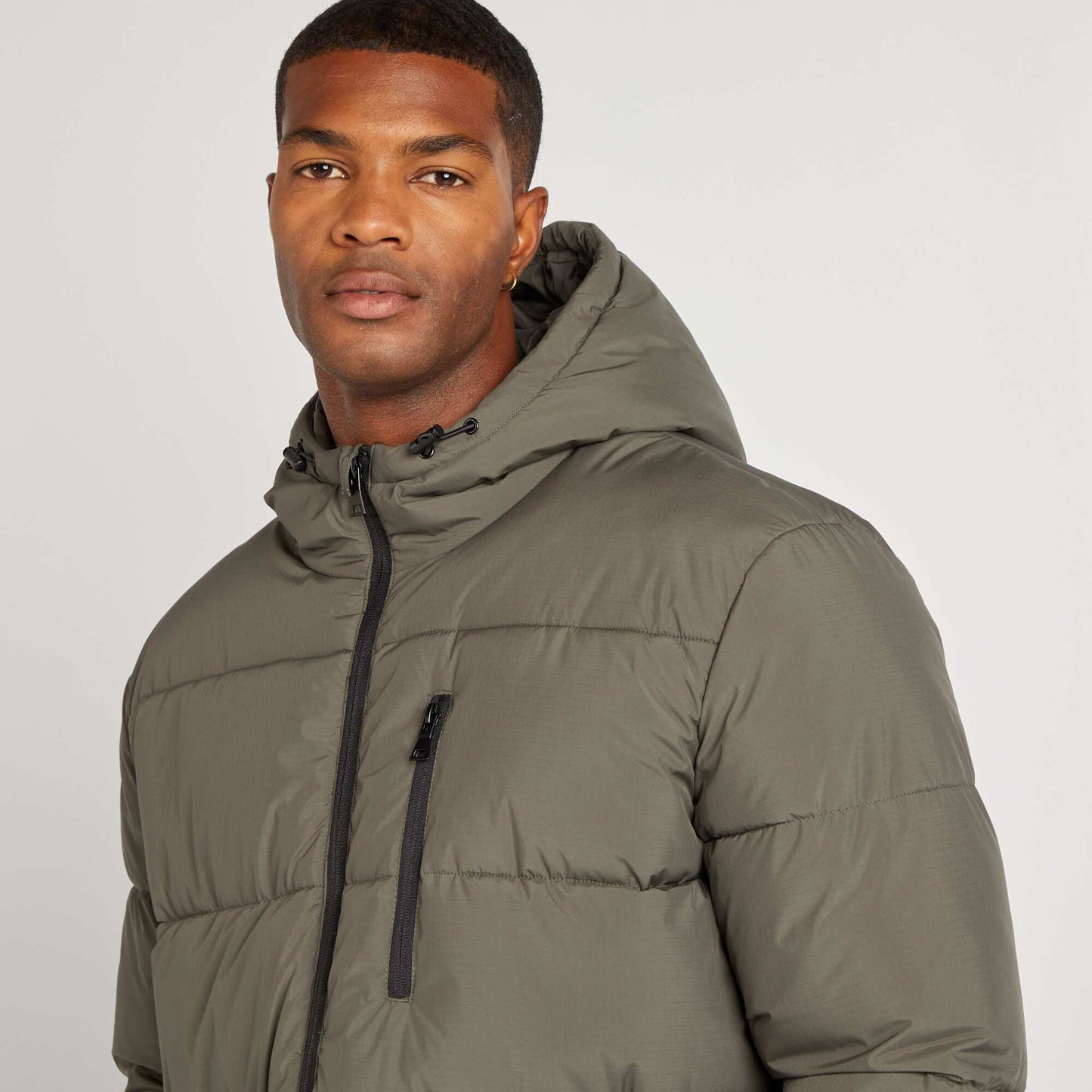 Quilted padded jacket with hood KHAKI