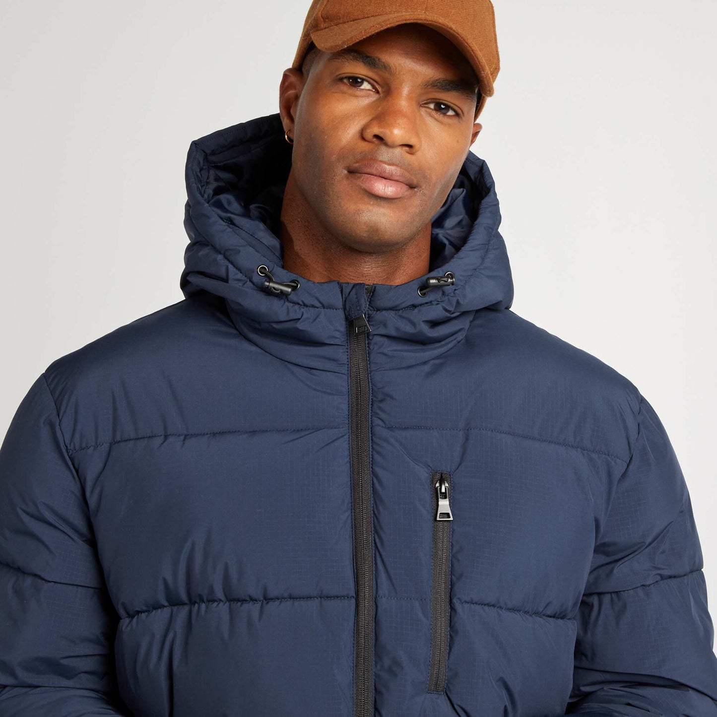 Quilted padded jacket with hood blue