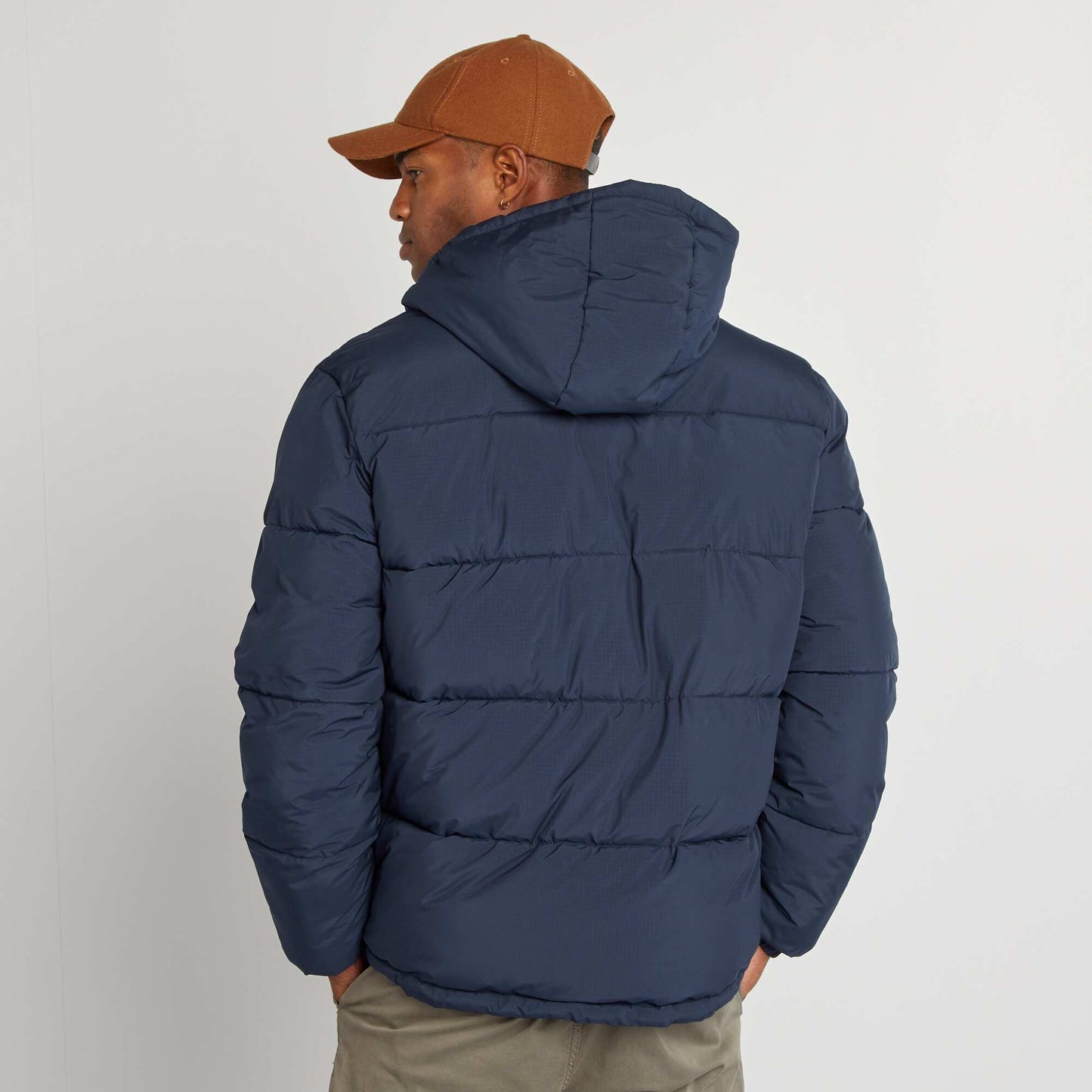 Quilted padded jacket with hood blue