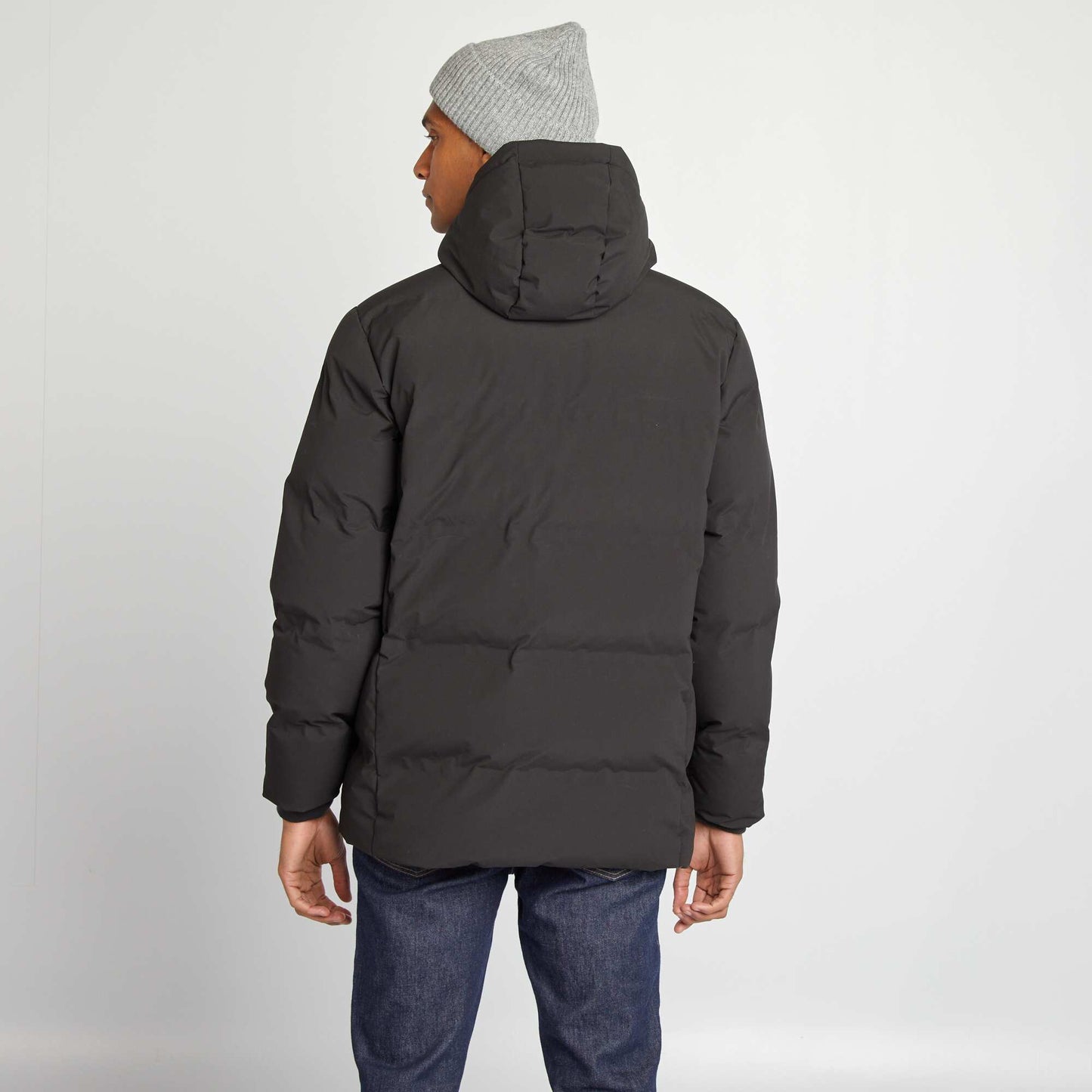 Long quilted padded coat black