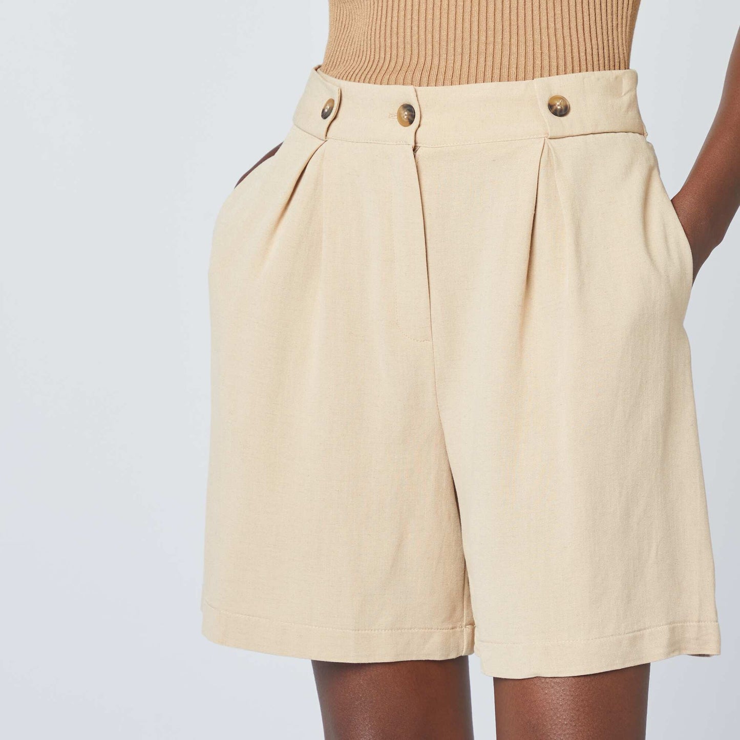 Linen tailored shorts BEIGE