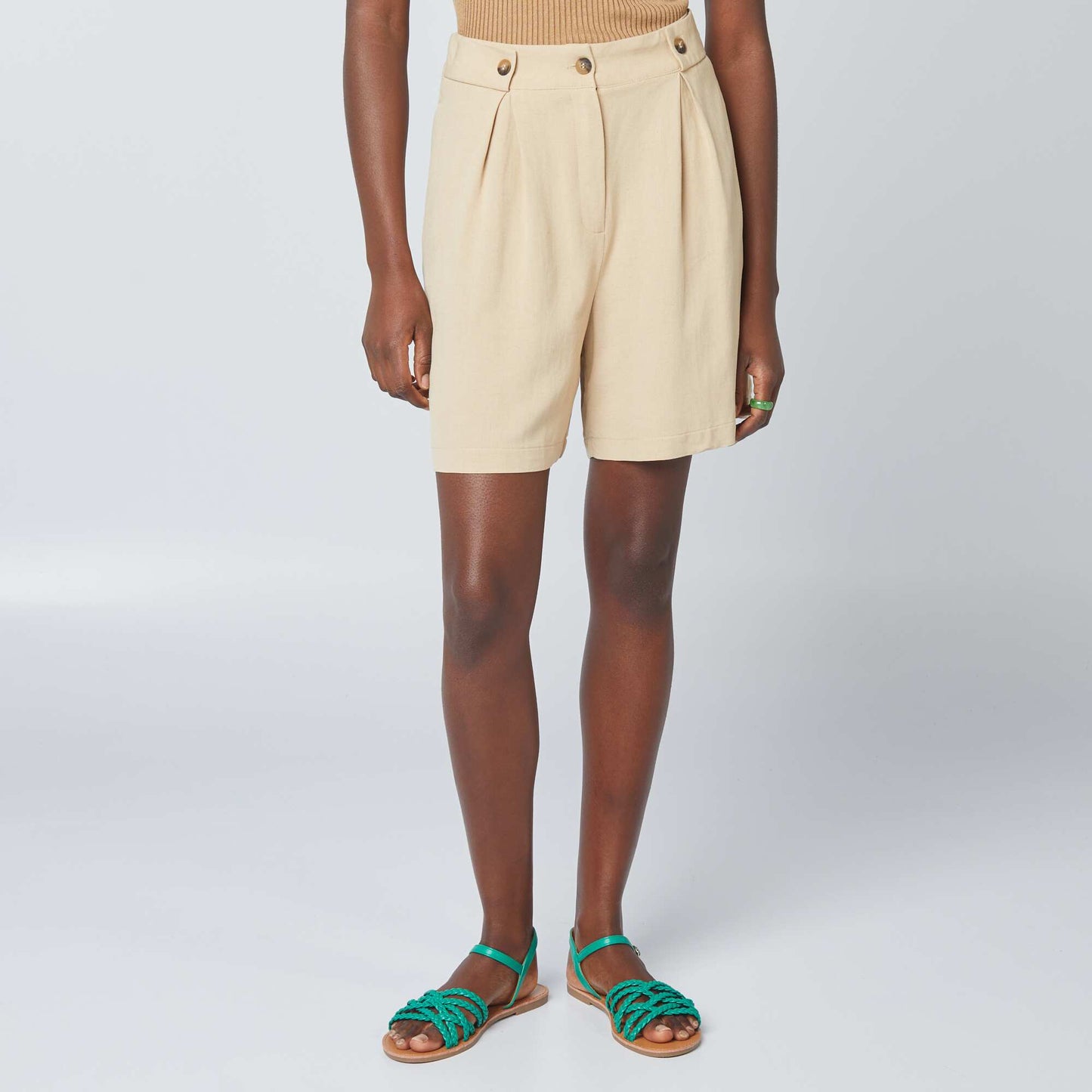 Linen tailored shorts BEIGE