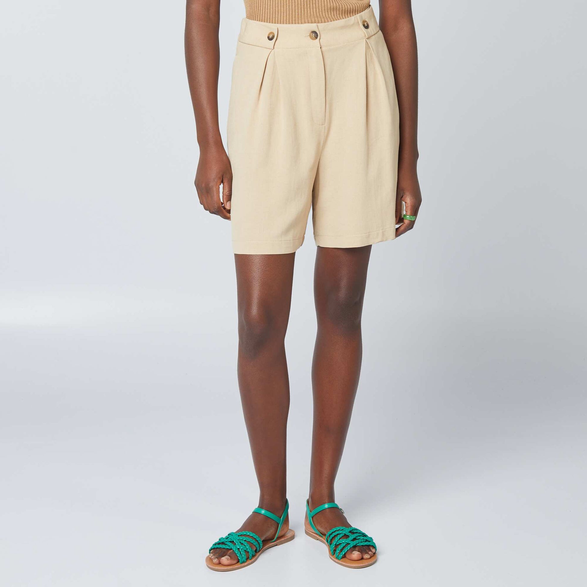 Linen tailored shorts BEIGE