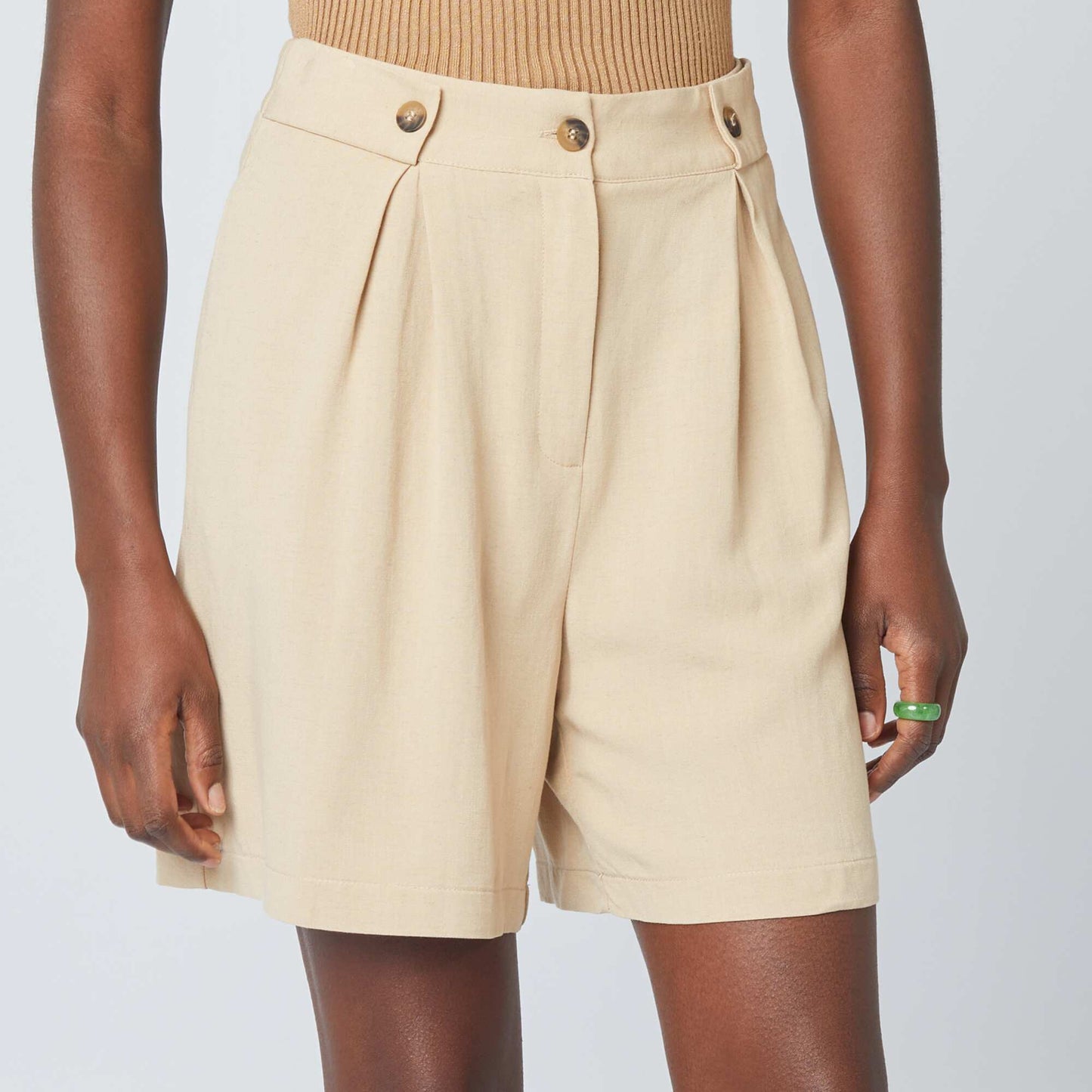 Linen tailored shorts BEIGE