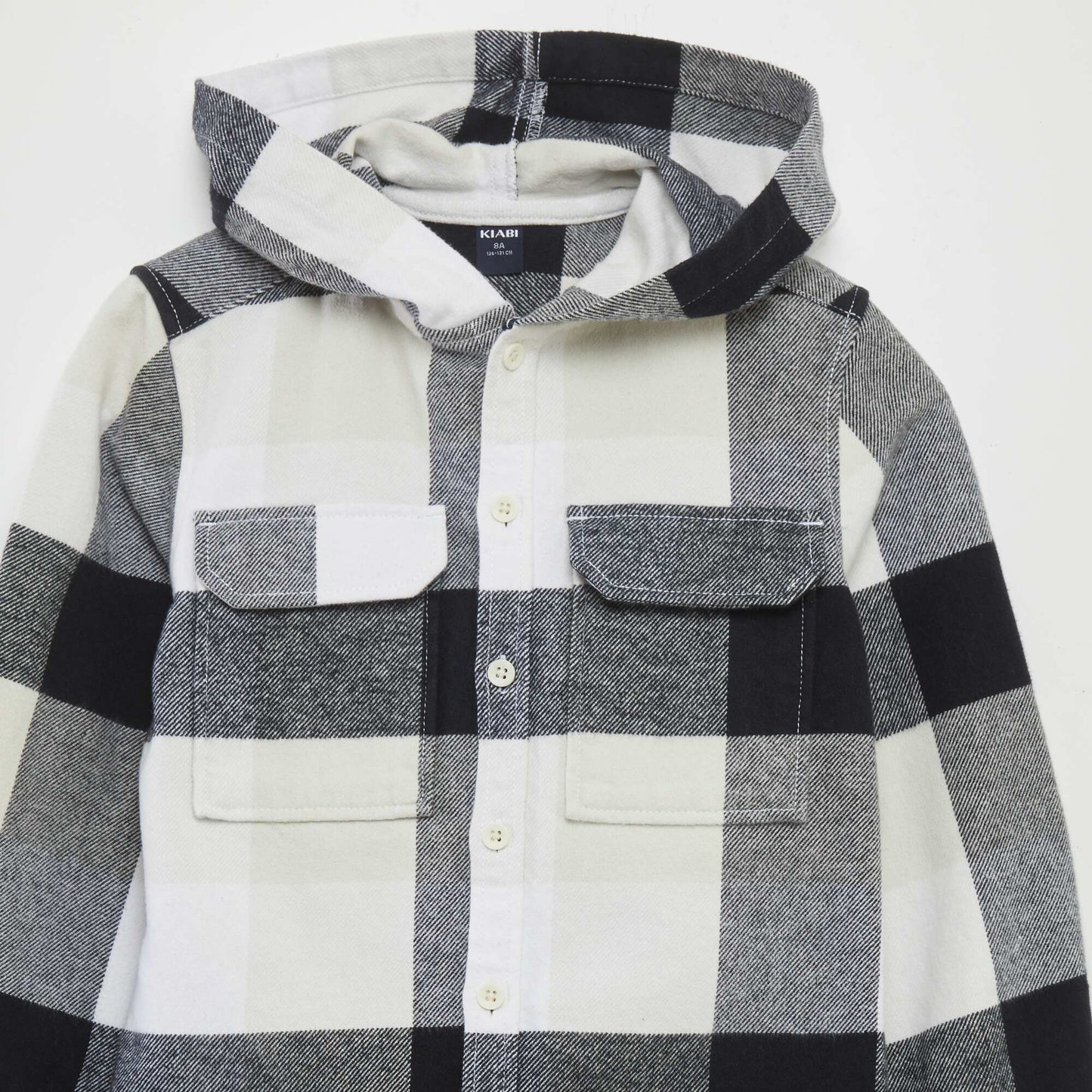 Flannel overshirt with hood WHITE