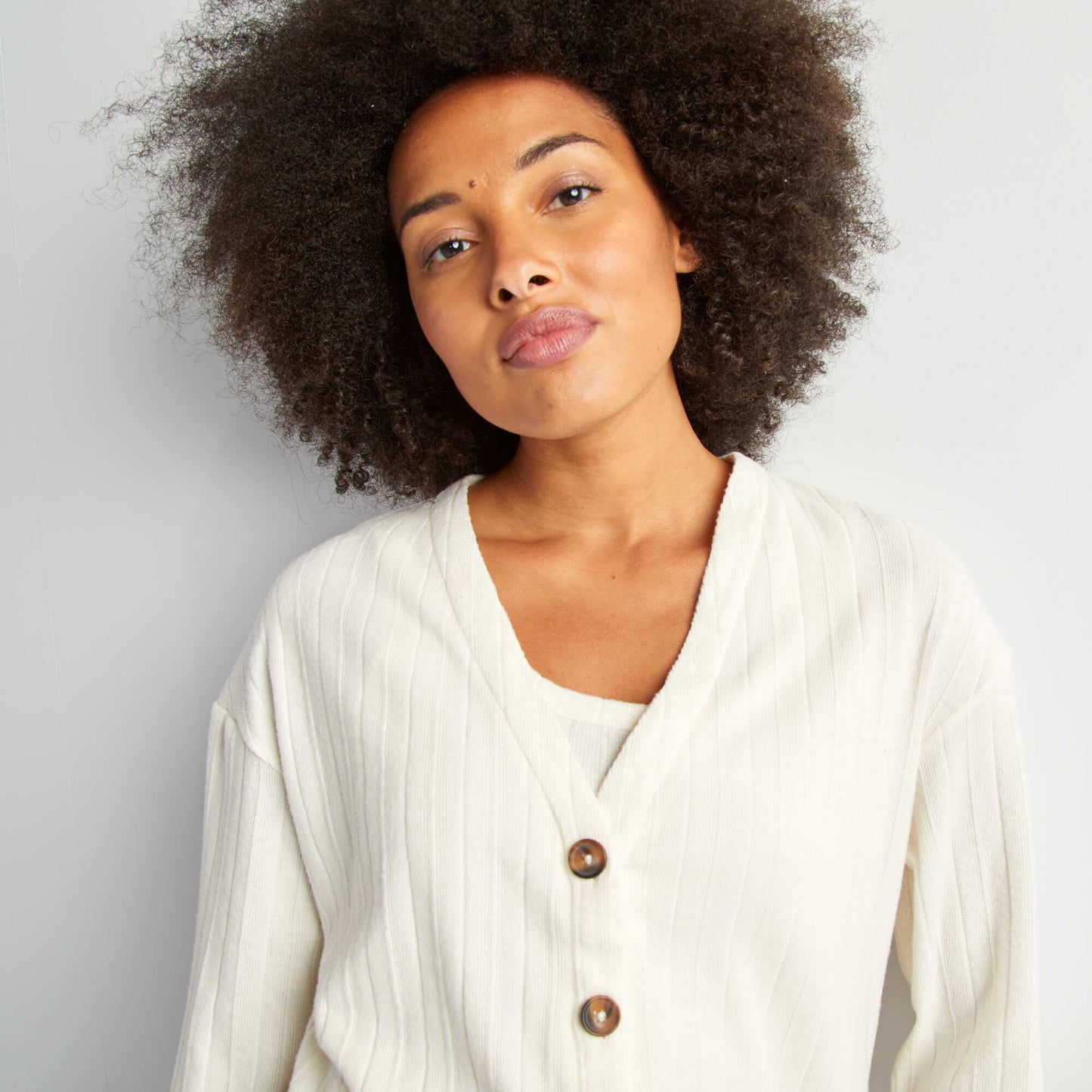 Pyjama vest top + cardigan set WHITE