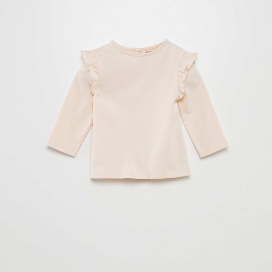 T-shirt with ruffled shoulders PINK