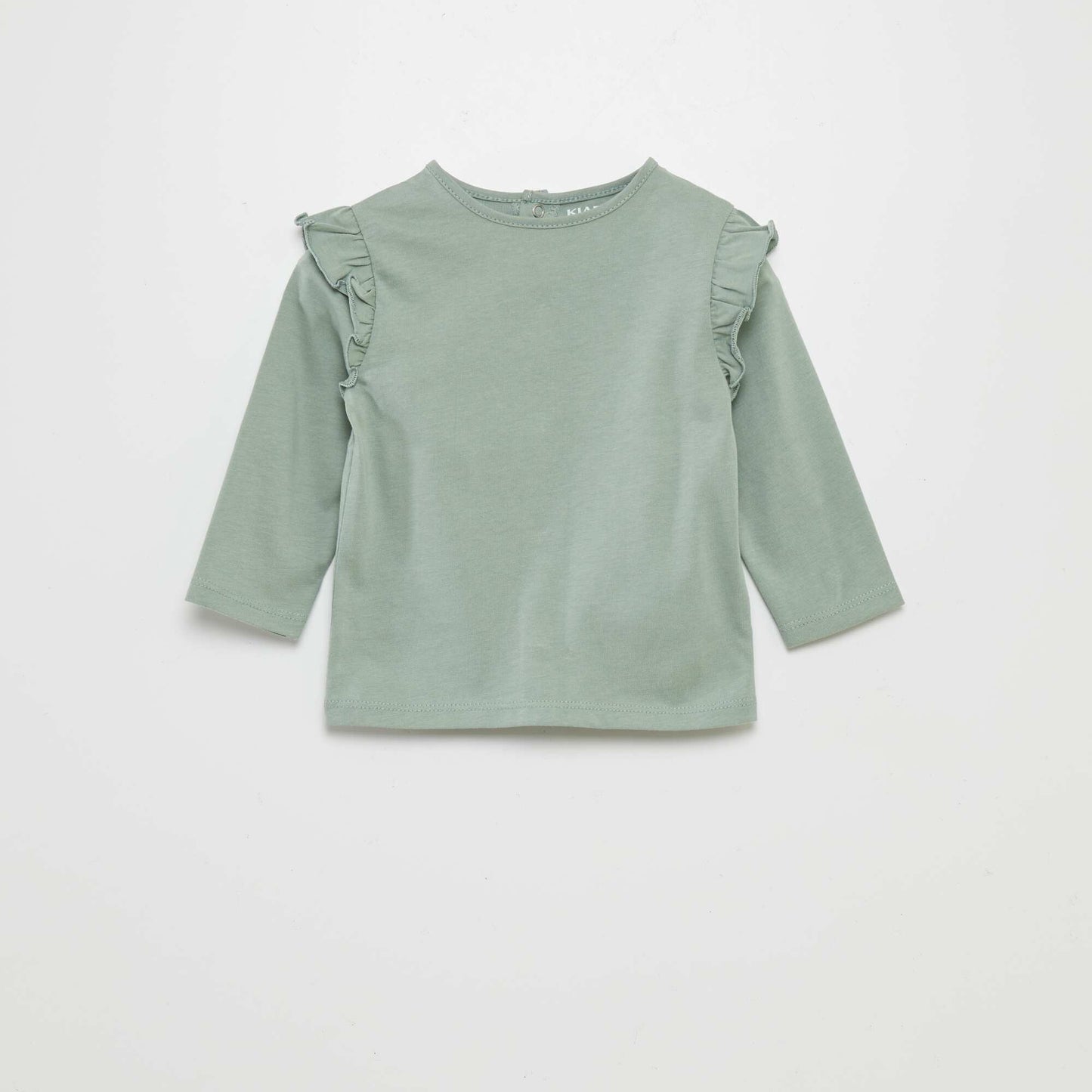 T-shirt with ruffled shoulders GREEN