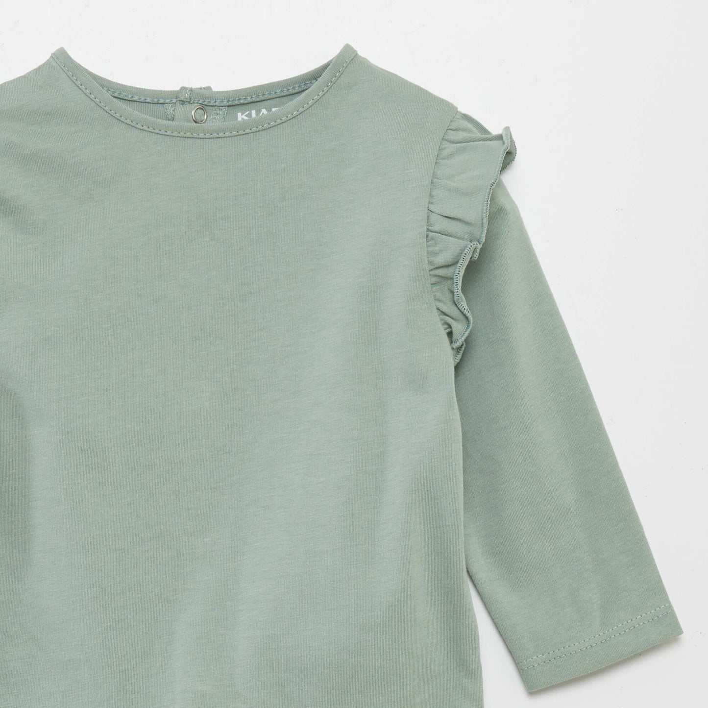 T-shirt with ruffled shoulders GREEN