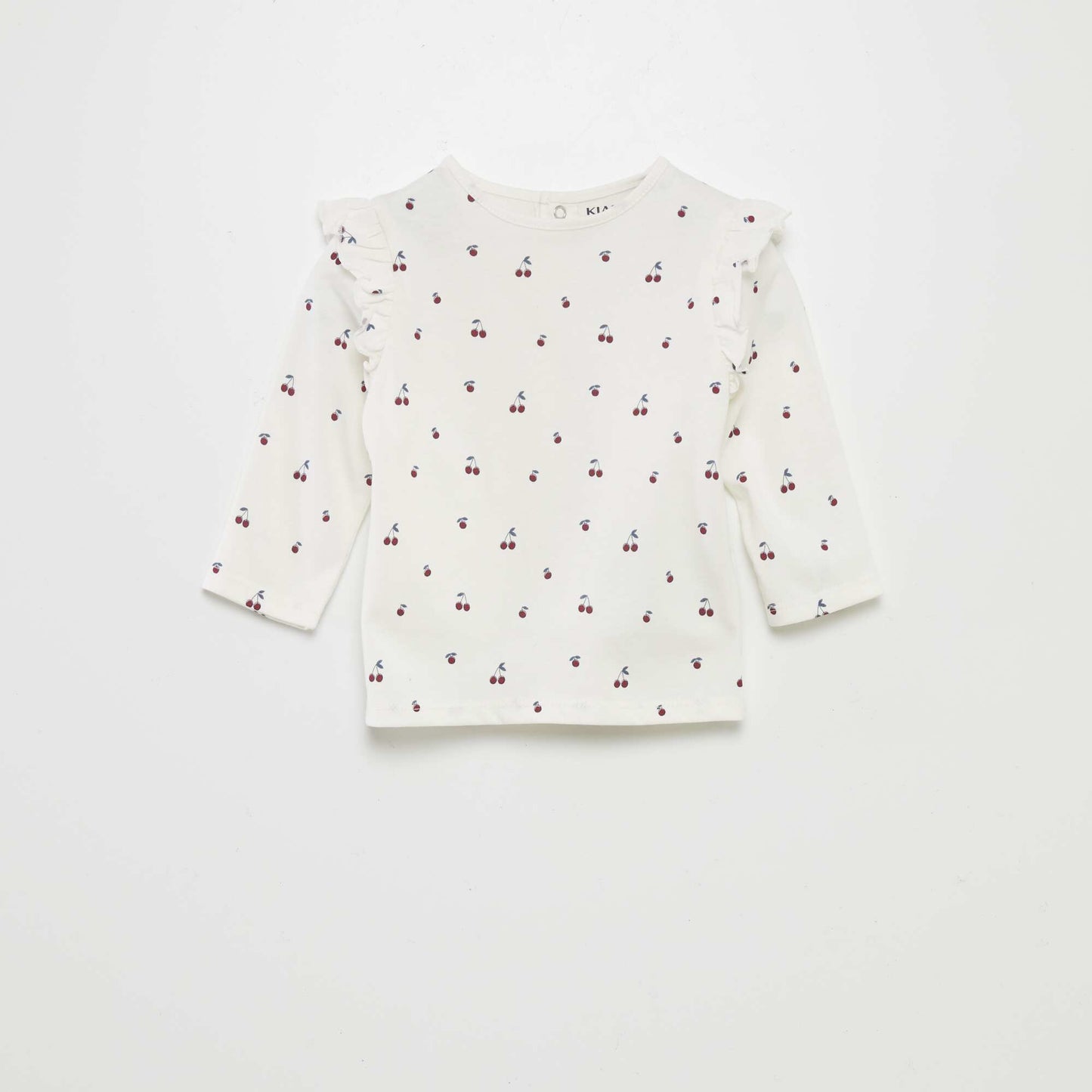 T-shirt with ruffled shoulders WHITE