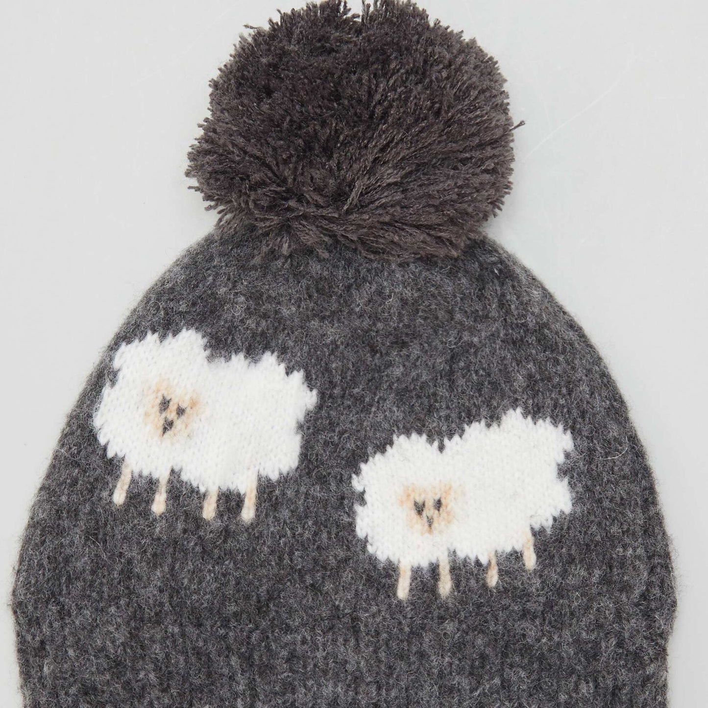 Knit bobble hat BEIGE