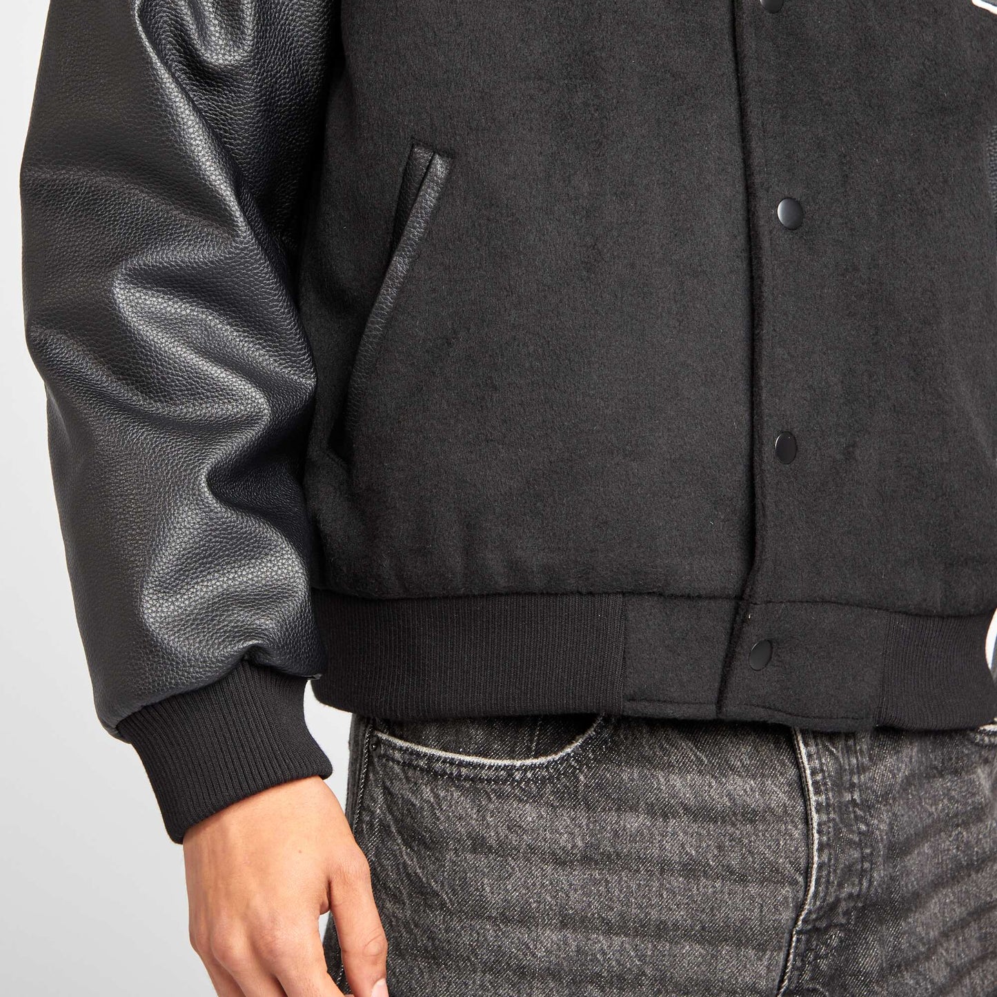 Dual-fabric aviator jacket BLACK