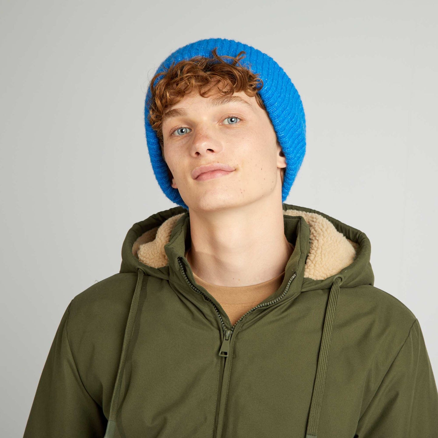 Warm jacket with Sherpa-lined hood GREEN