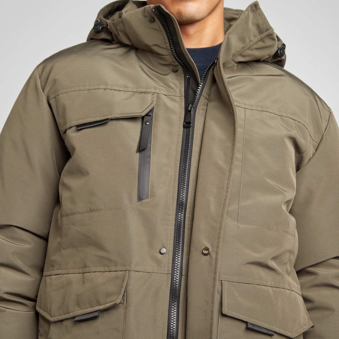 Showerproof parka with hood KHAKI