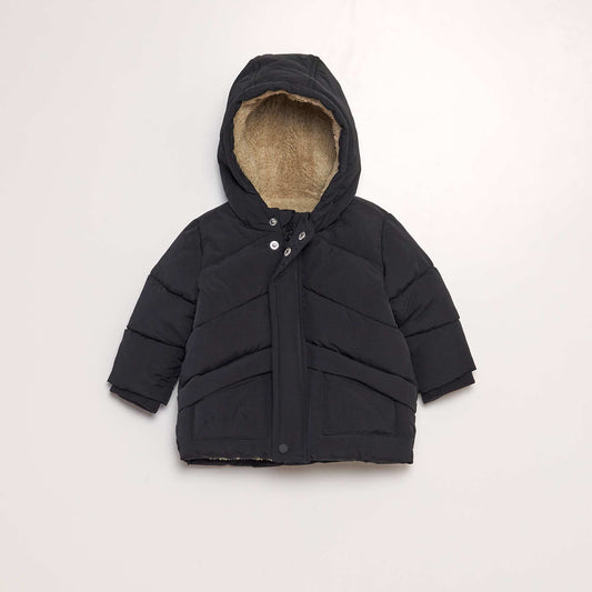 Sherpa padded jacket with hood black