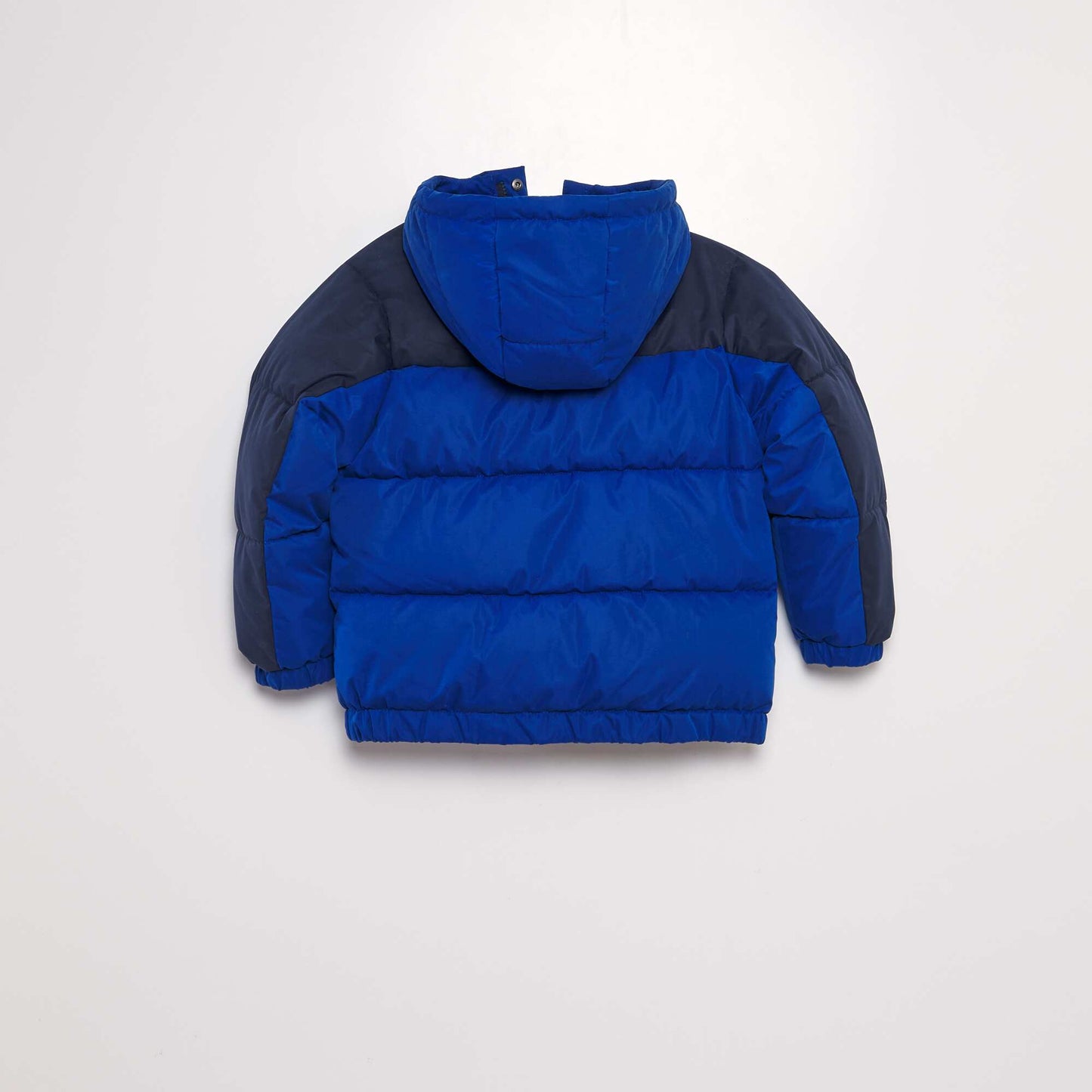 Colour block hooded padded jacket blue