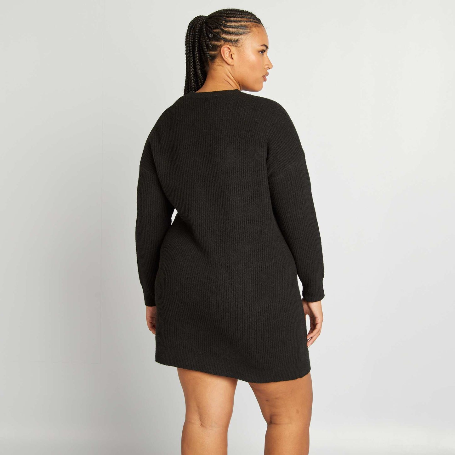 Short knitted sweater dress black