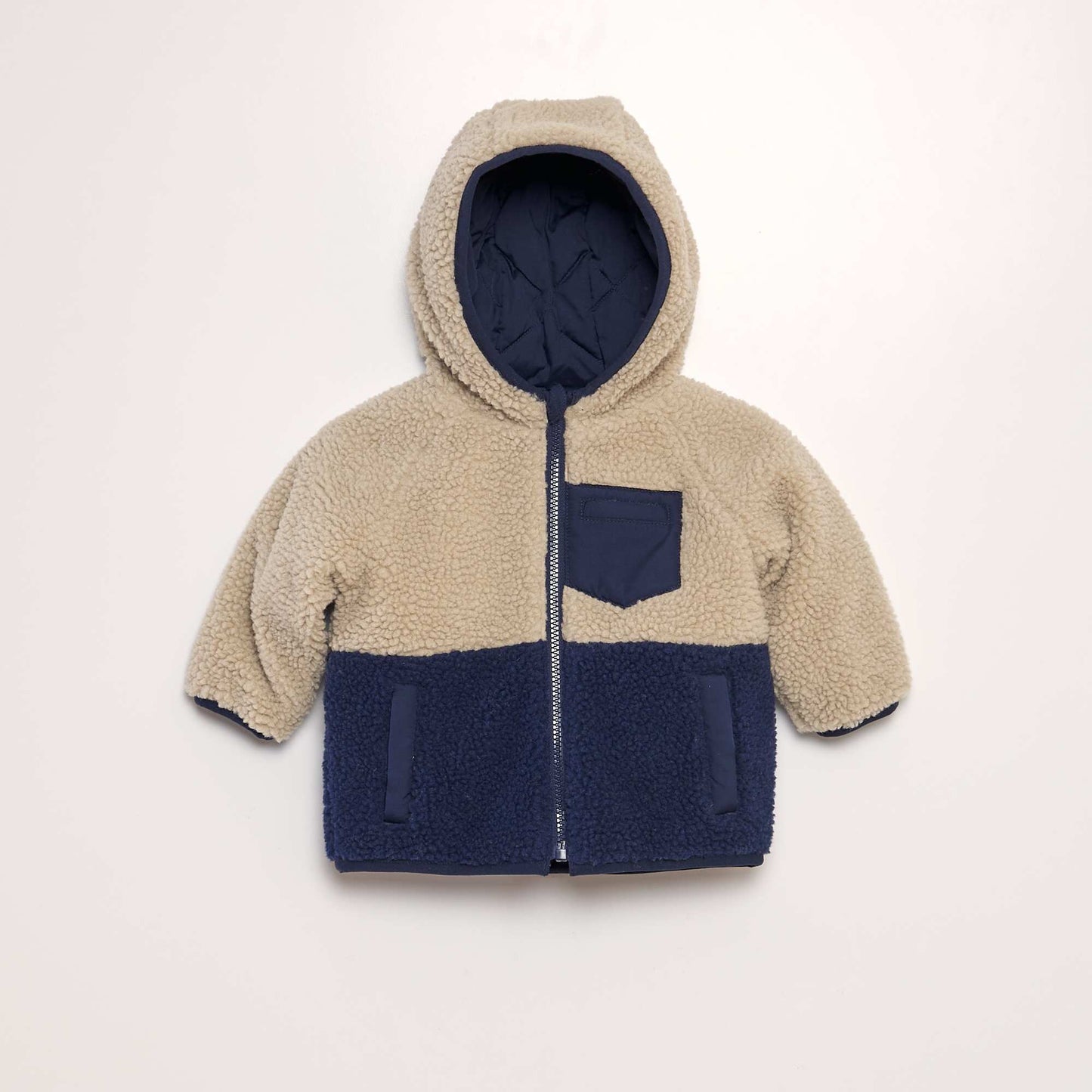 Reversible jacket with hood BEIGE