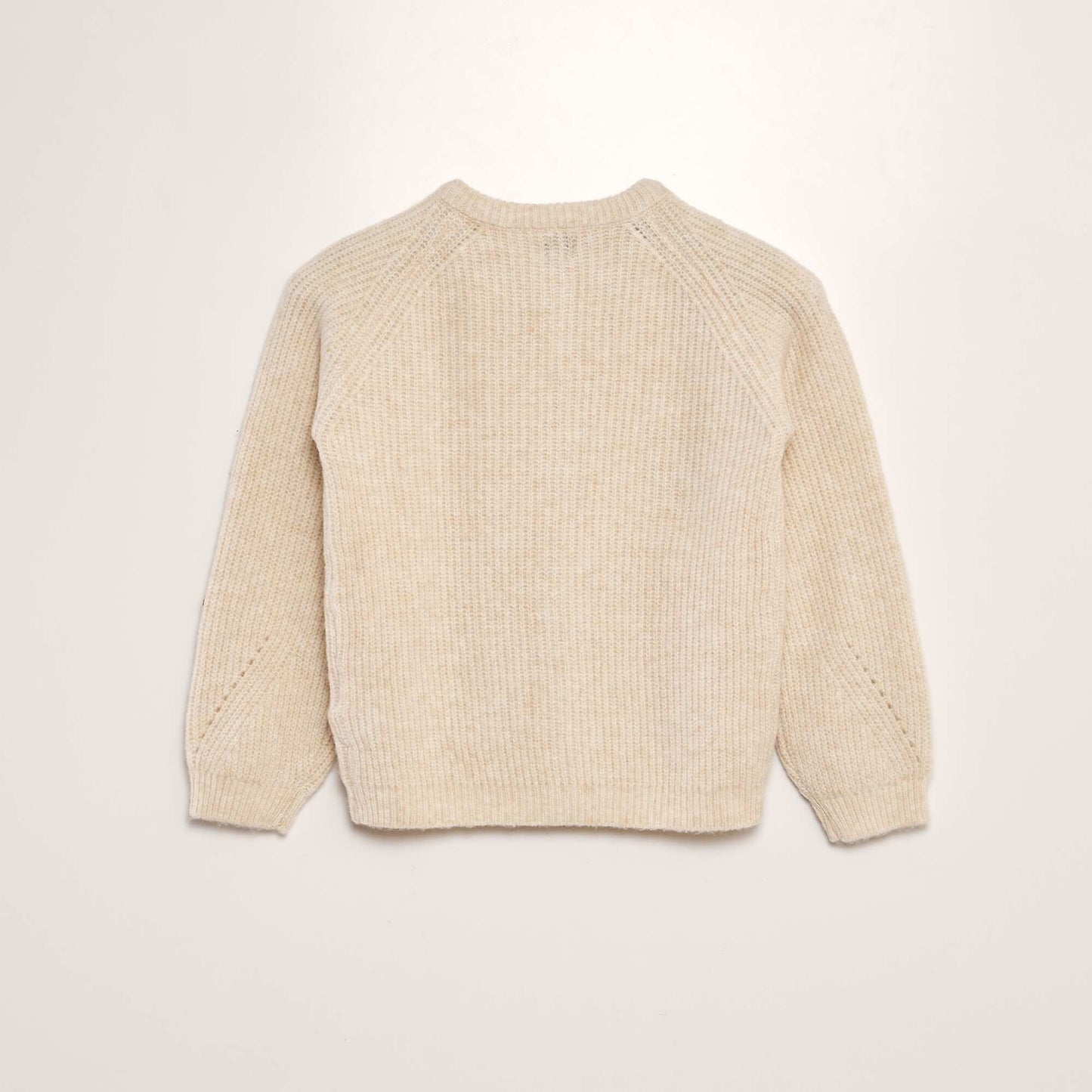 Knitted round-neck cardigan BEIGE