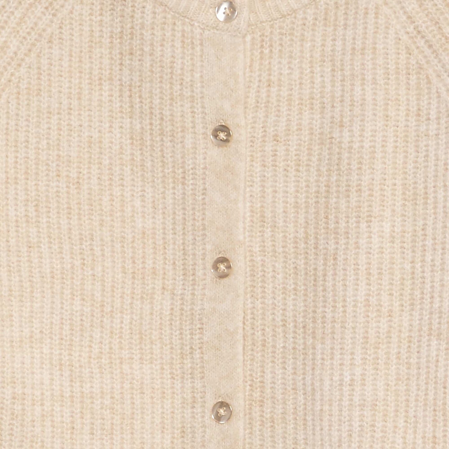 Knitted round-neck cardigan BEIGE