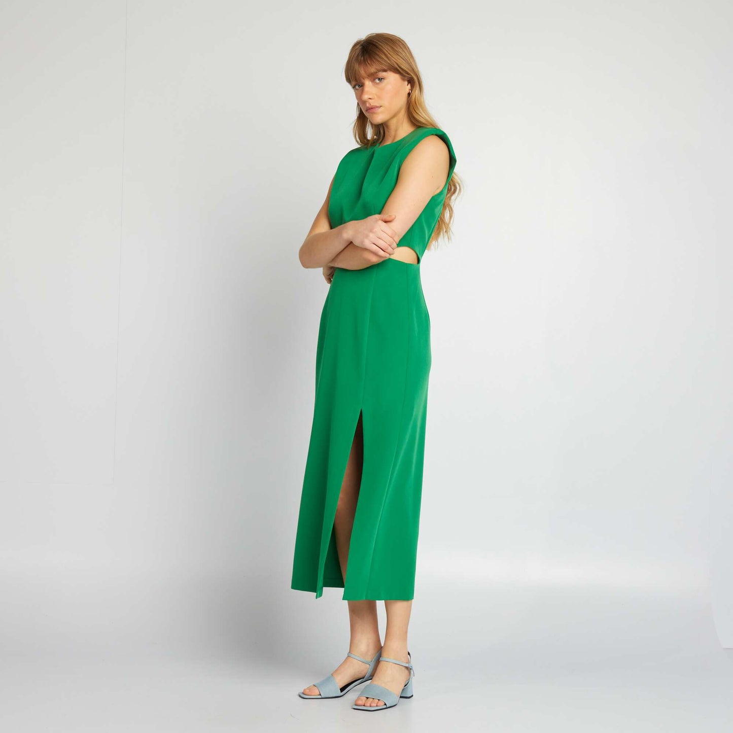 Long dress with openings GREEN