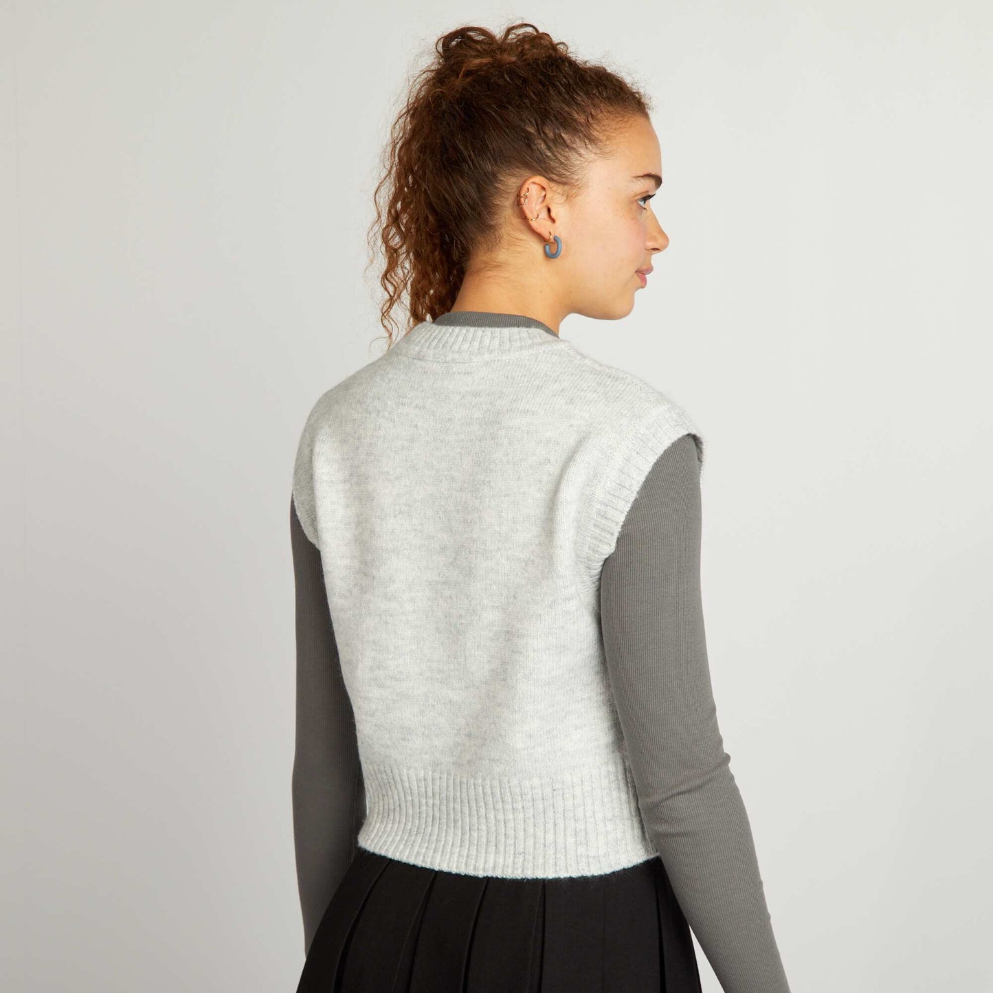 Sleeveless knit jumper GREY