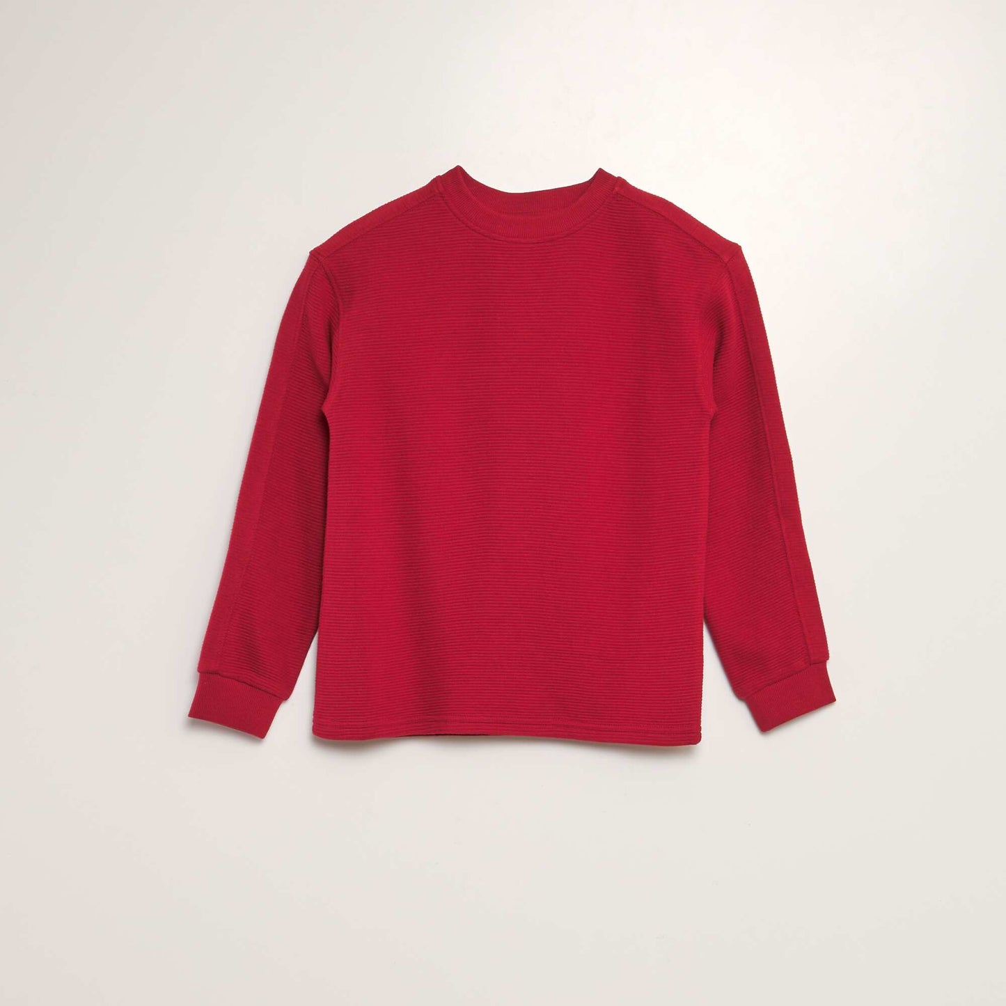 Roomy ribbed knit T-shirt RED