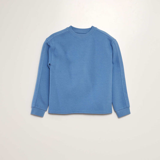 Roomy ribbed knit T-shirt blue