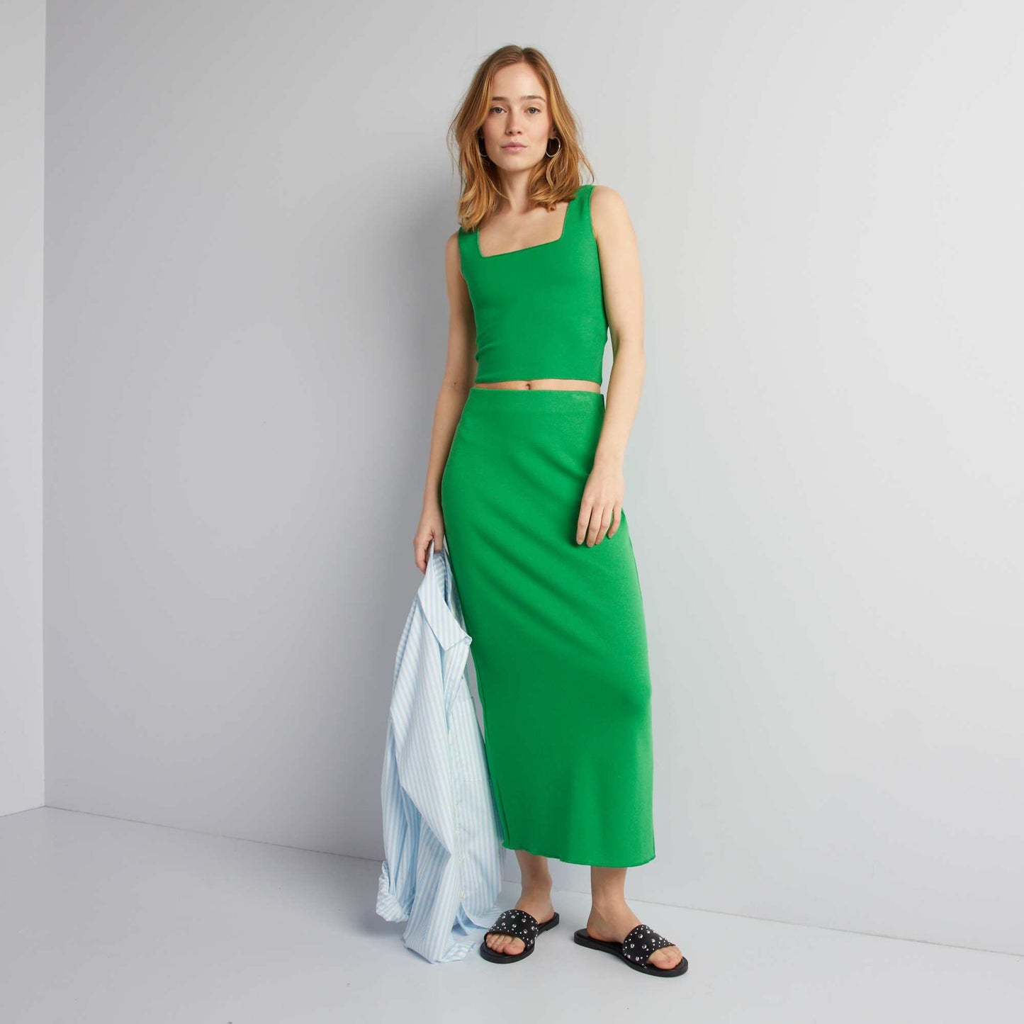 Knit tube skirt GREEN